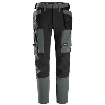 Snickers 6218 AllroundWork, Stretch Trousers with Holster Pockets Grey & Black